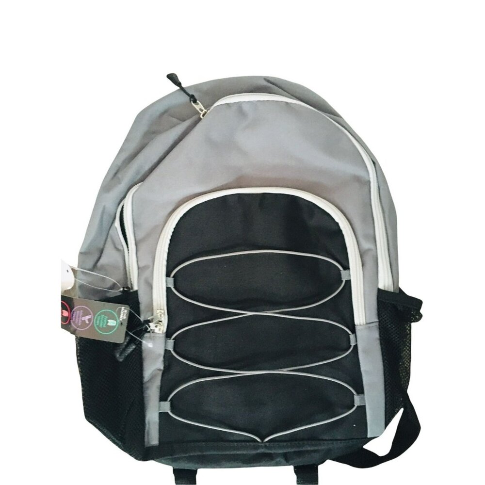 Wonder Nation 16in Backpack with Front Zipped Pouch Grey Black